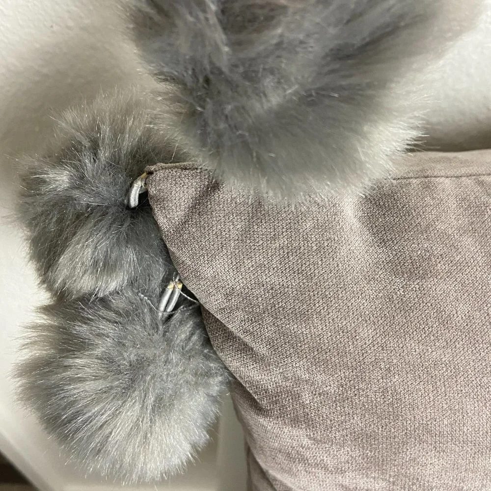 Pier 1 Set 2 pc Pillows Pom pom  Gray